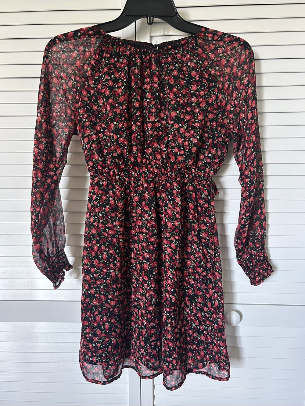 Floral Black Smock Dress